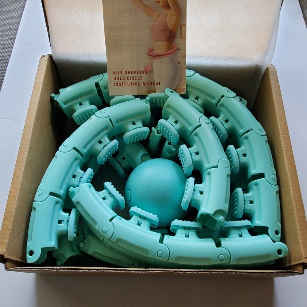 Smart Non-Dropping Hula Circle Mint Green Adjustable Weighted Fitness Hoop New